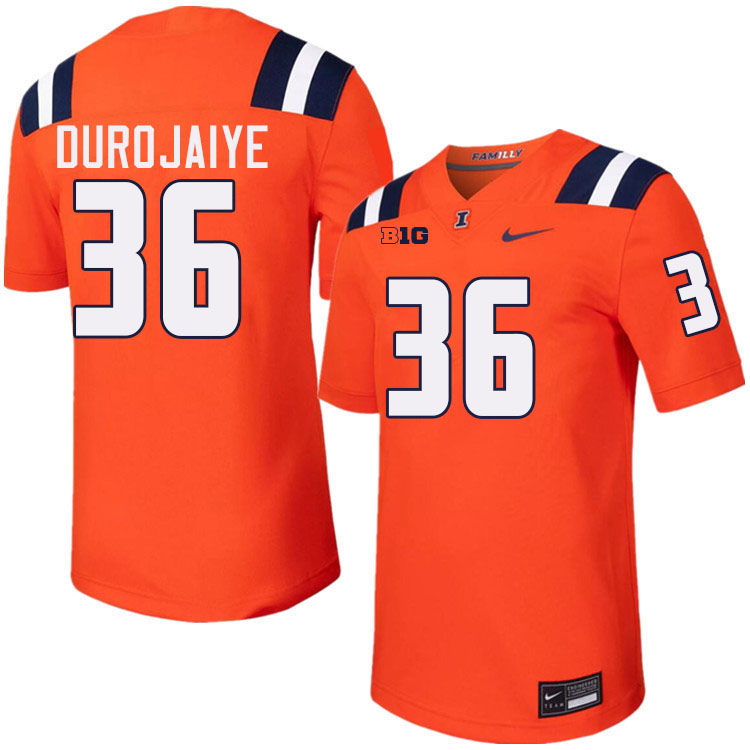 #36 Tomiwa Durojaiye Illinois Fighting Illini Football Jersey,Uniforms-Orange #36 Tomiwa Durojaiye Illinois Fighting Illini Football Jersey,Uniforms-Orange